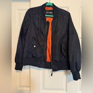 Steve Madden Women's Navy and Orange Bomber Jacket